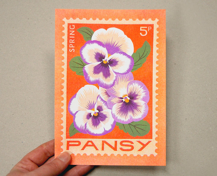 Pansy A5 Risograph Print