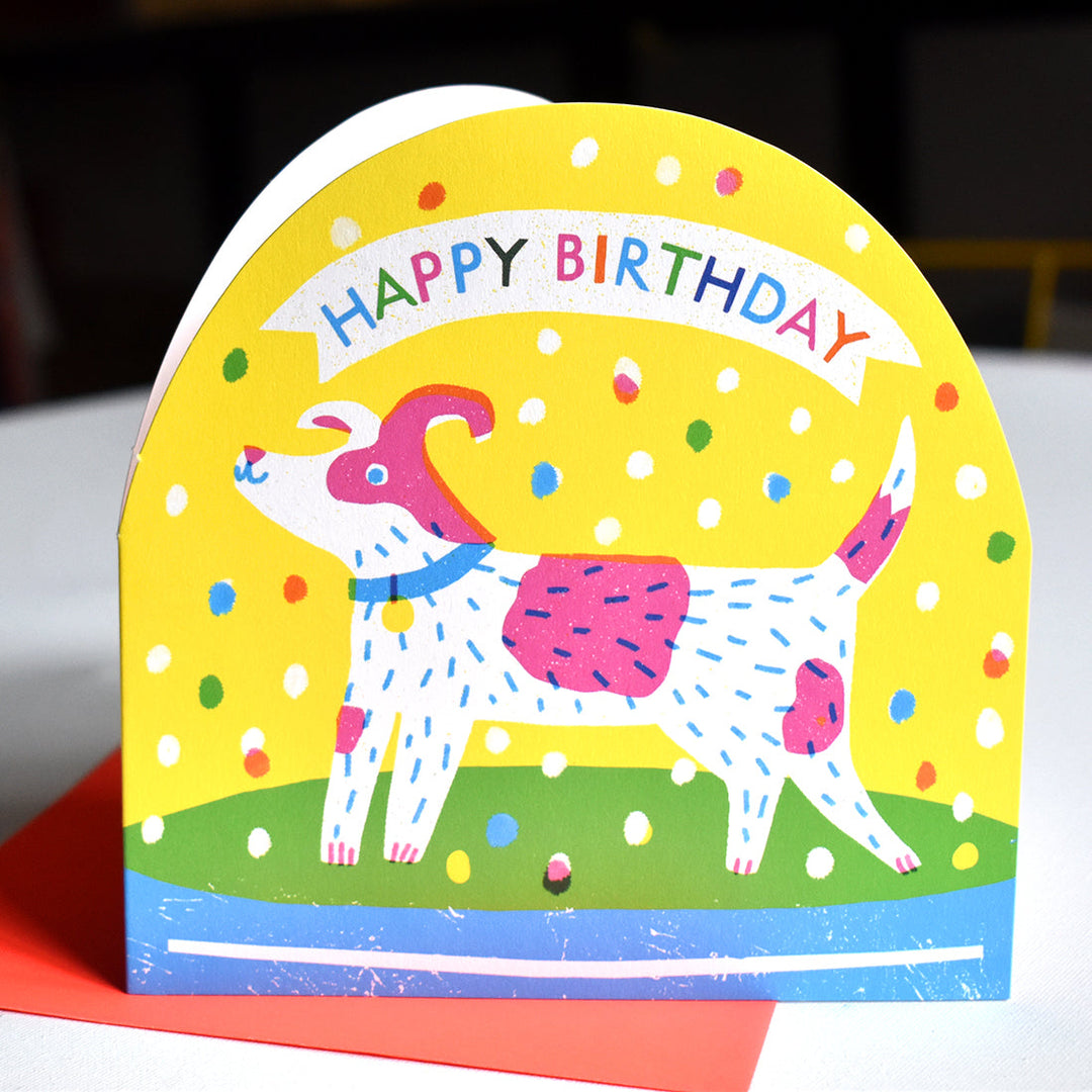 Birthday Dog Large Snowglobe Card