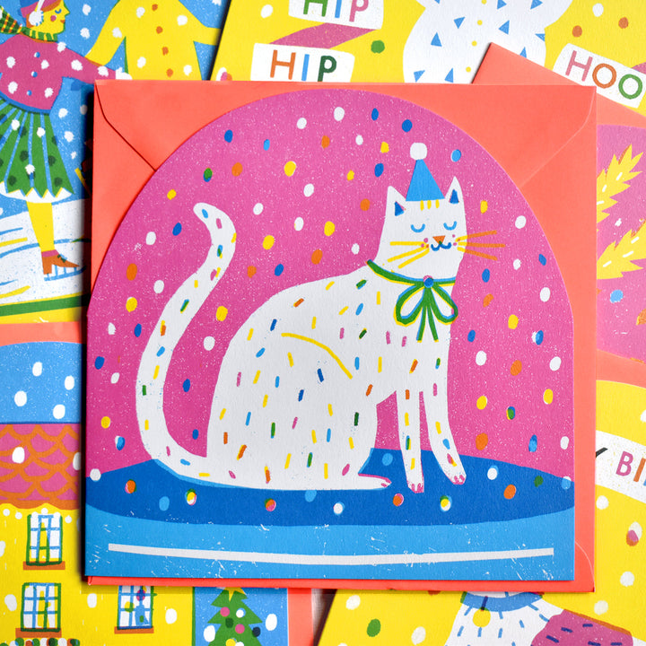 Party Cat Large Snowglobe Card