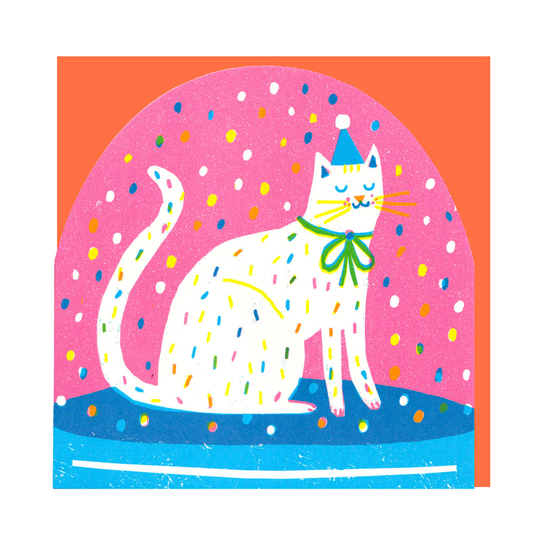 Party Cat Large Snowglobe Card