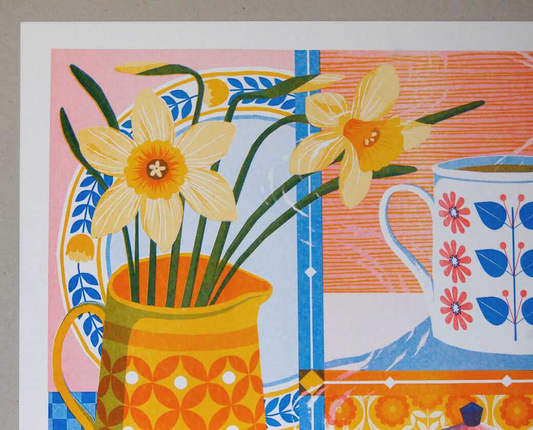 Coffee & Daffodil A3 Risograph Print