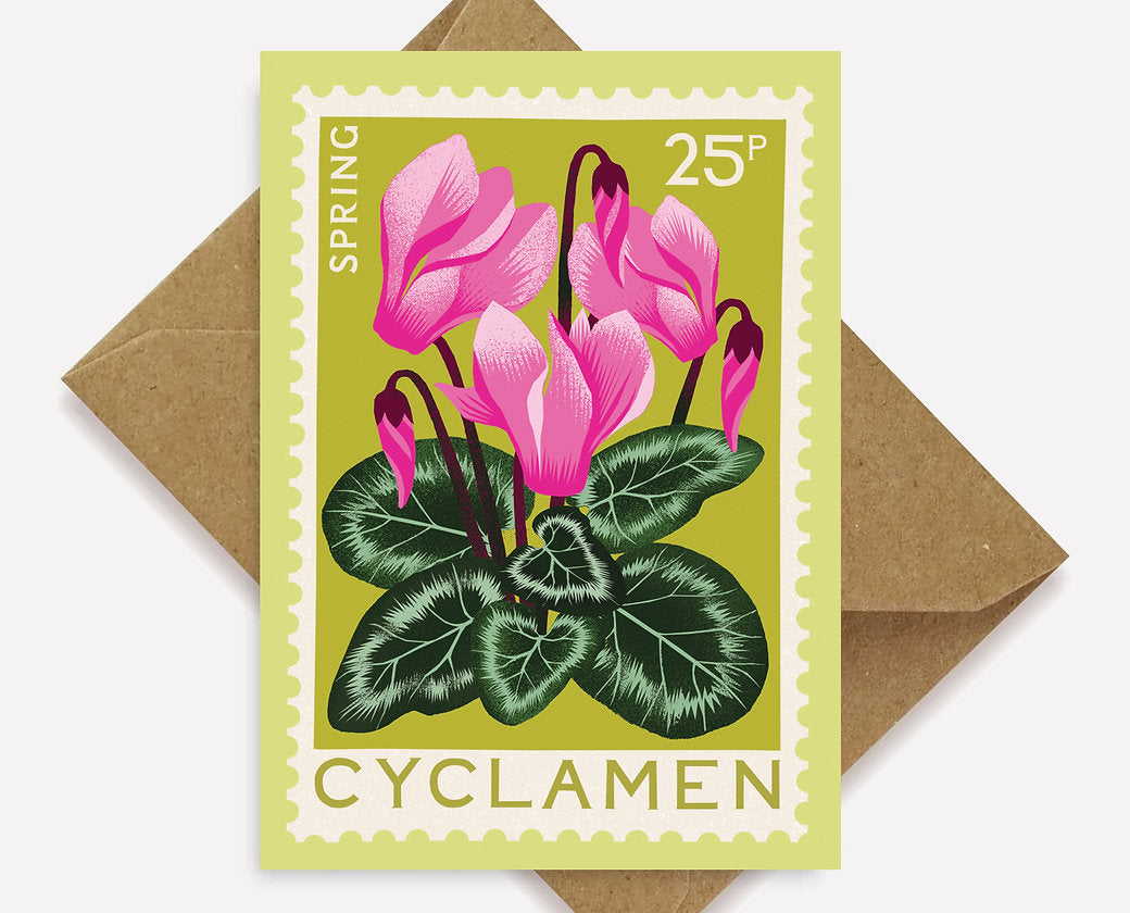 Cyclamen Mini Greetings Card