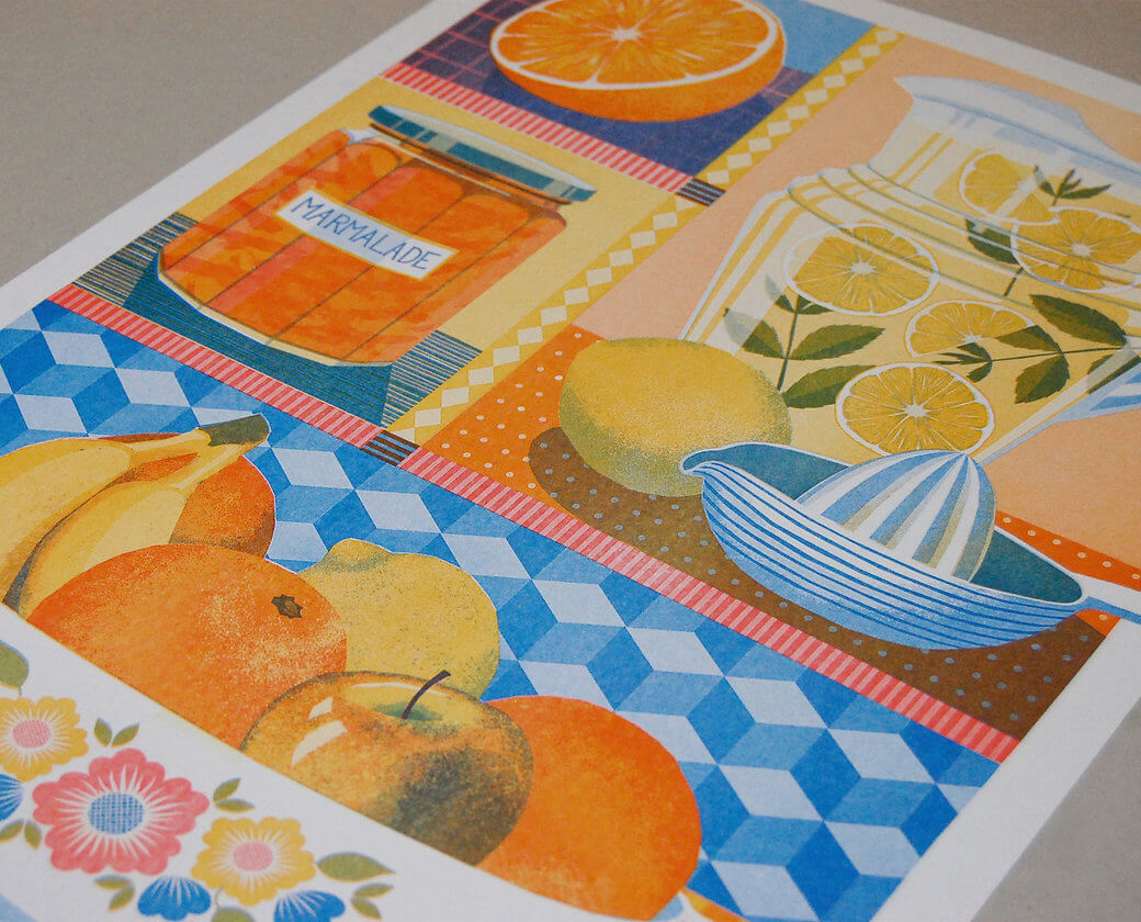 Orange & Lemon A3 Risograph Print