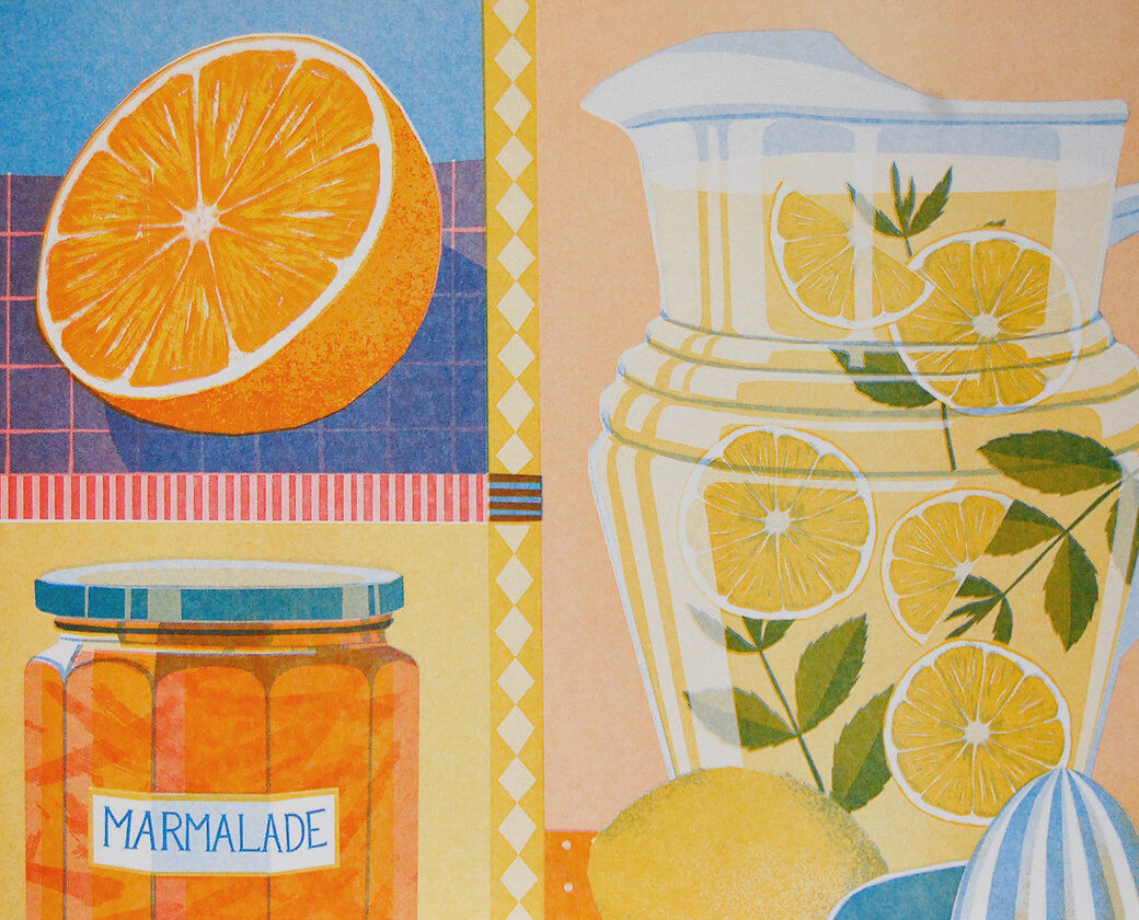 Orange & Lemon A3 Risograph Print
