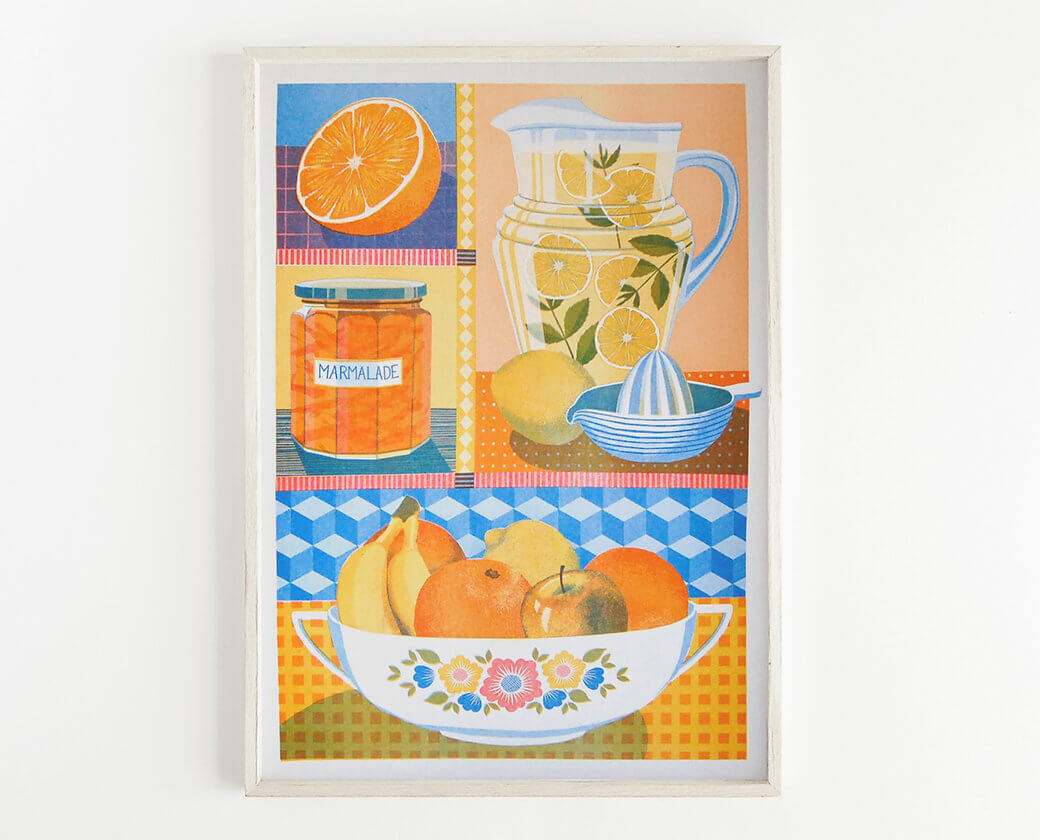 Orange & Lemon A3 Risograph Print