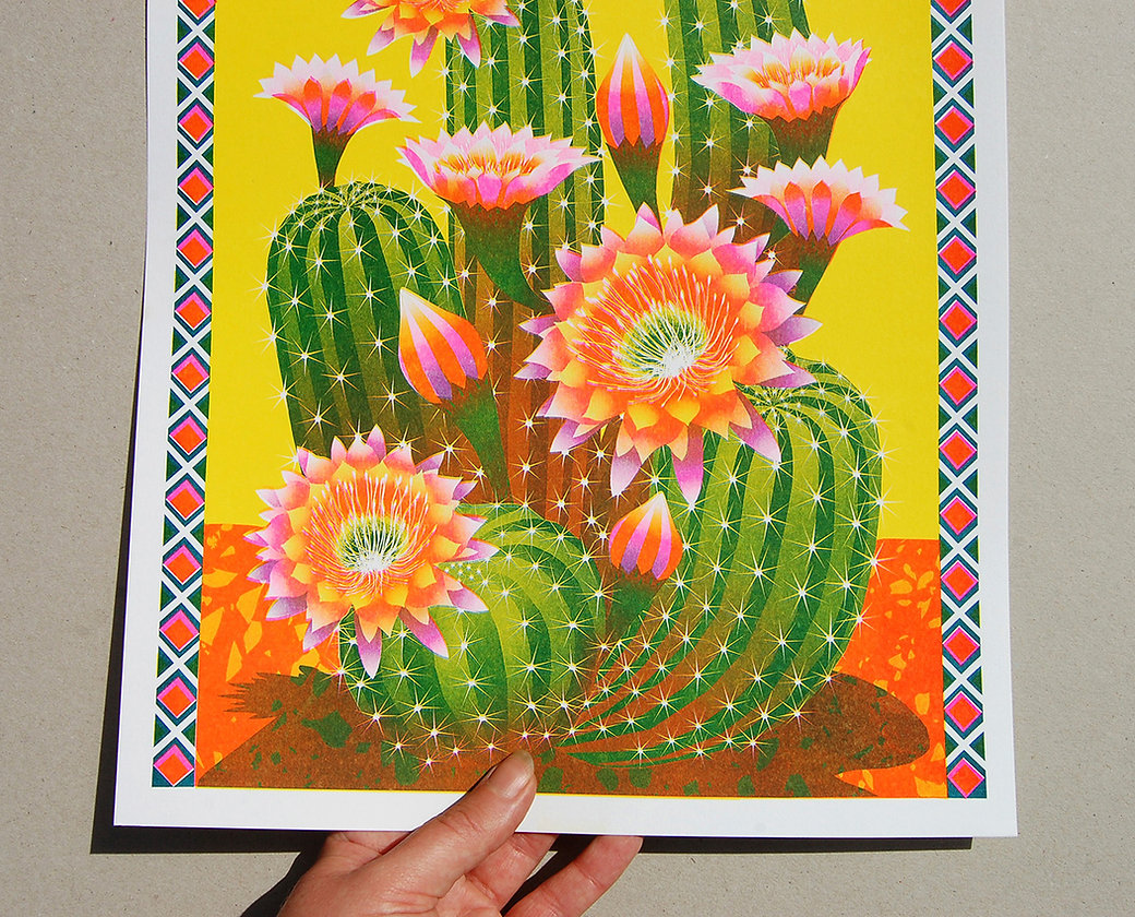 Cactus A3 Risograph Print