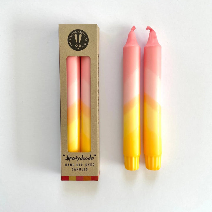 Sherbert Pink & Amber Dinner Candles (Set of 2)