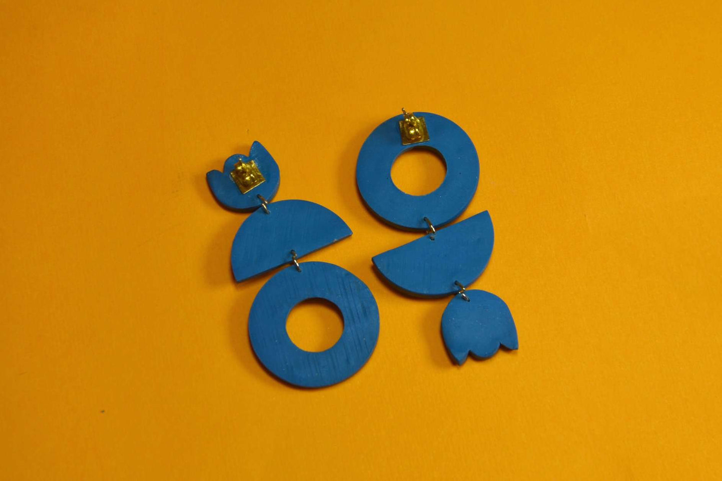 Sophie Filomena Blue Abstract Drop Earrings